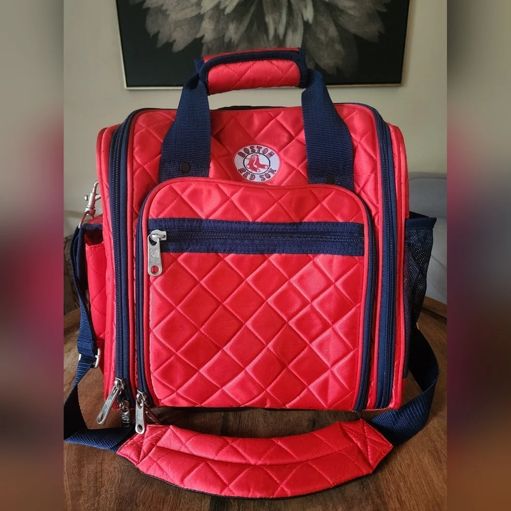 MLB Boston Red Sox Rolling Carry On Travel Suitcase Bag